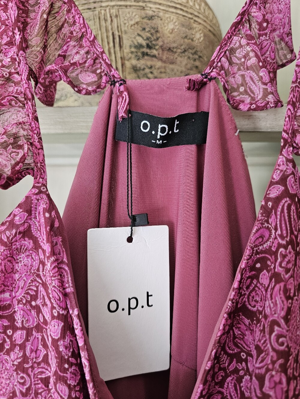 O.P.T One Pretty Time  Tiered Ruffle Pink Fuschia Maxi Dress - Picture 8 of 8